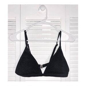 Shein // Textured Black Triangle Bikini Top